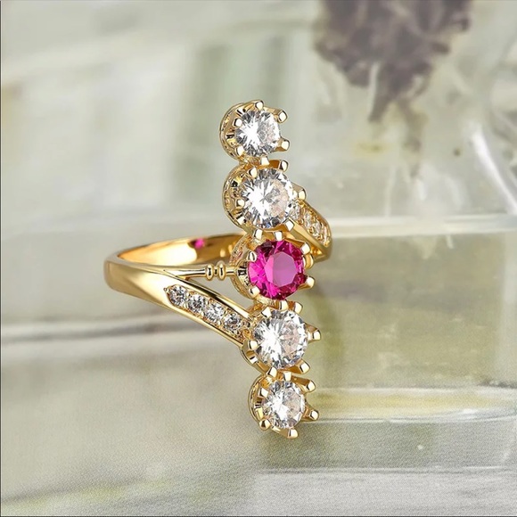 *NEW* 18K Gold Girls Party Ruby Diamond Ring - Picture 4 of 5